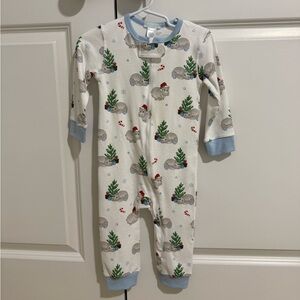 La Luna Christmas hippo 2 piece pajama blue
